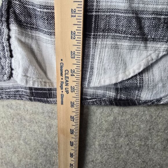 American Eagle Hooded Plaid Button-Up Shirt Black/White Size M Cotton Blend - Picture 8 of 9